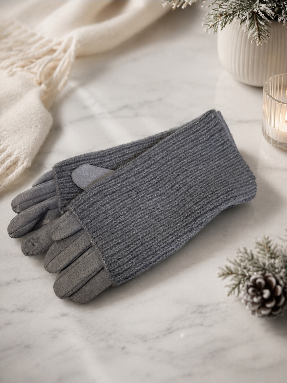 🆕❤️Grey One Size Glove w/Detachable Hand Warmer
